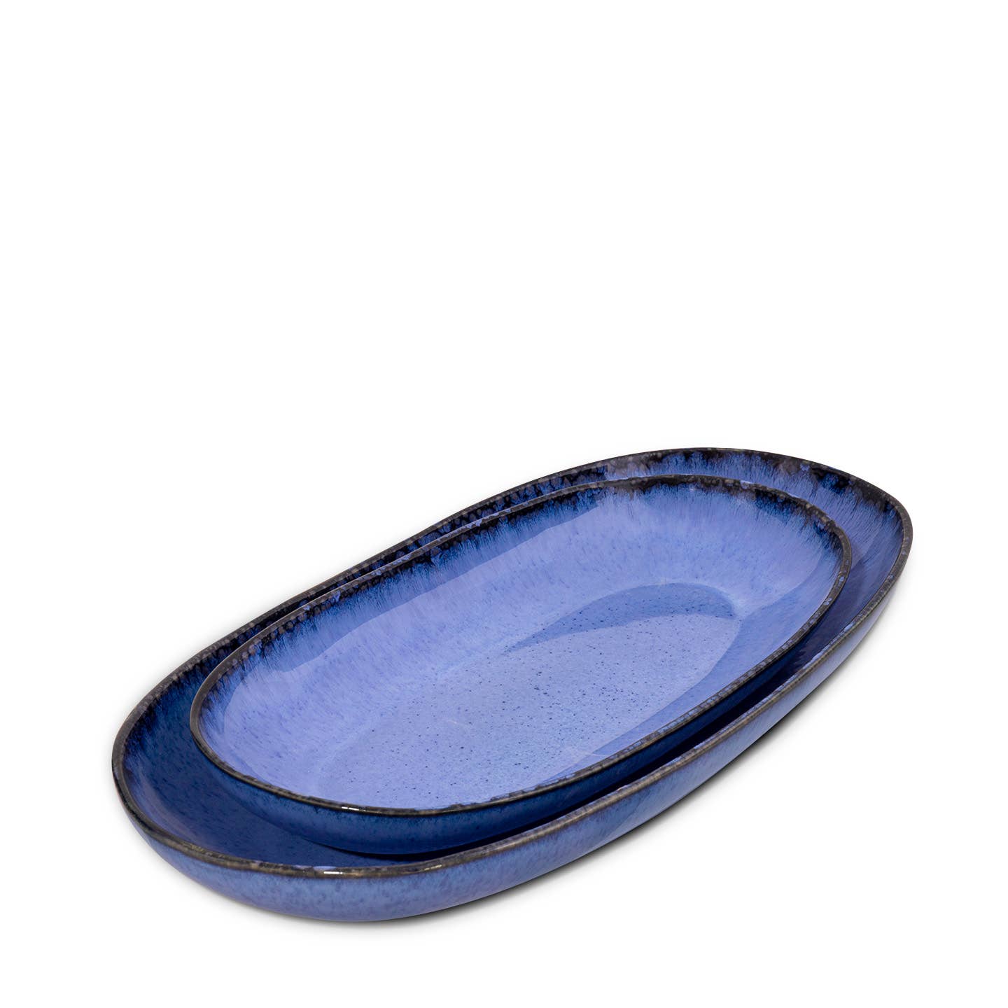 Handmade Serving Plates 'Blue Amazonia' - Set of 4