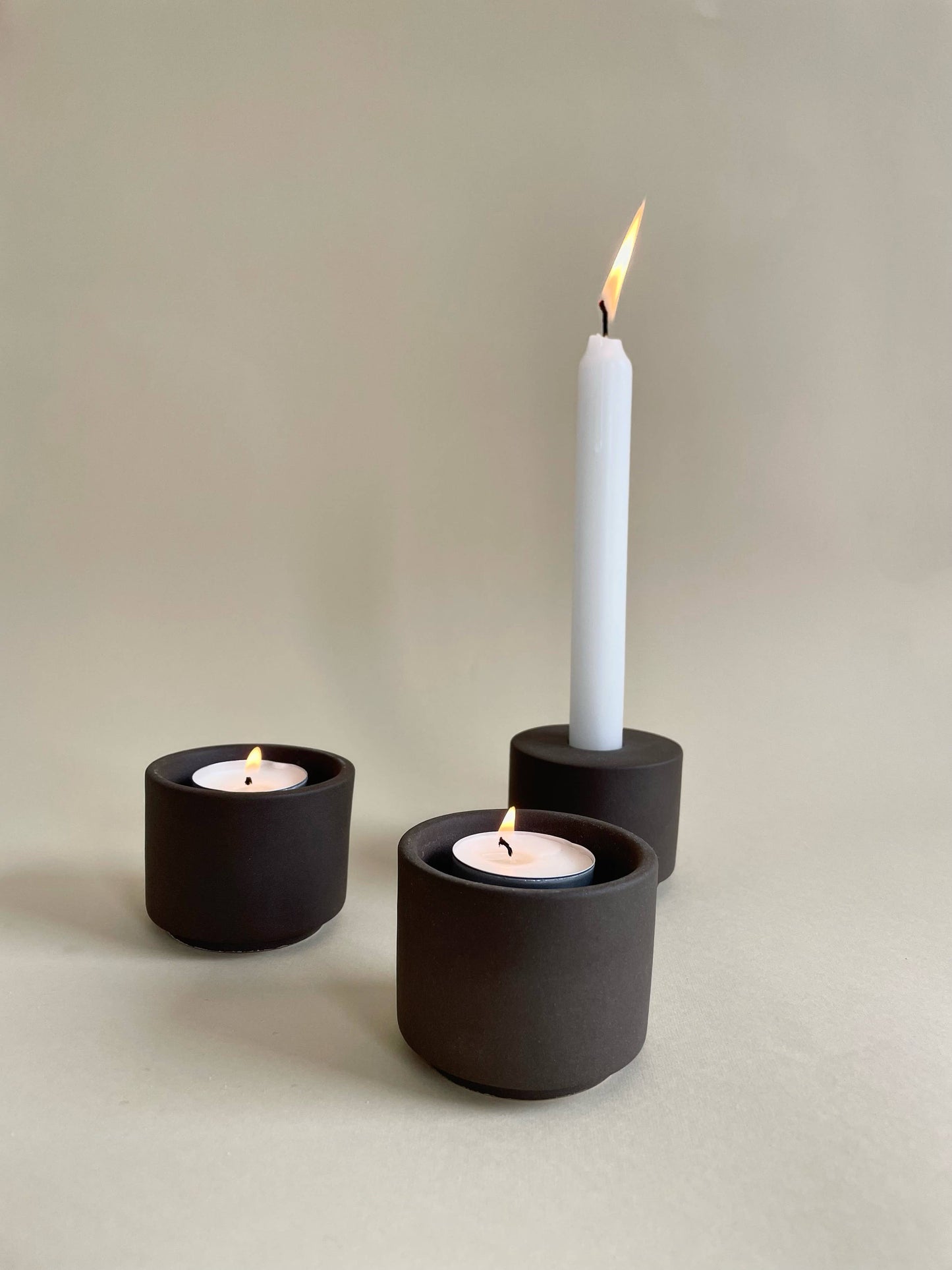 Modular Candle Holder Set - Soft Grey / Anthrecite