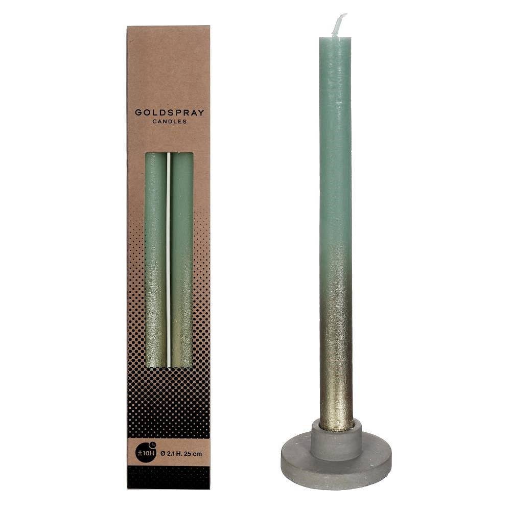 Dinner Candles - Eucalyptus & Gold - Set of Two