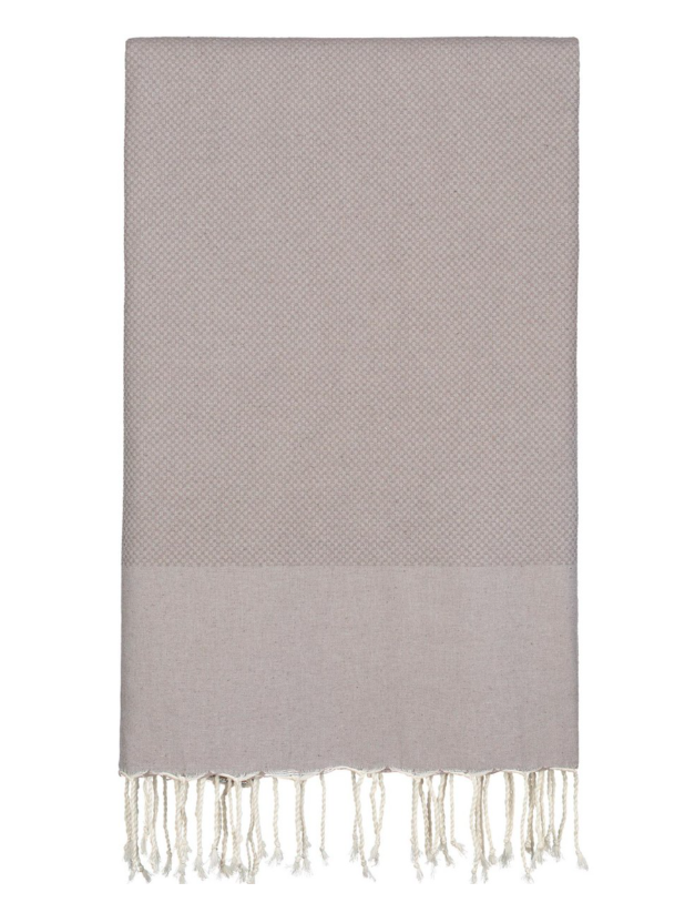 Cotton Throw / Blanket - Plaid Grand foulard Honeycomb in Taupe