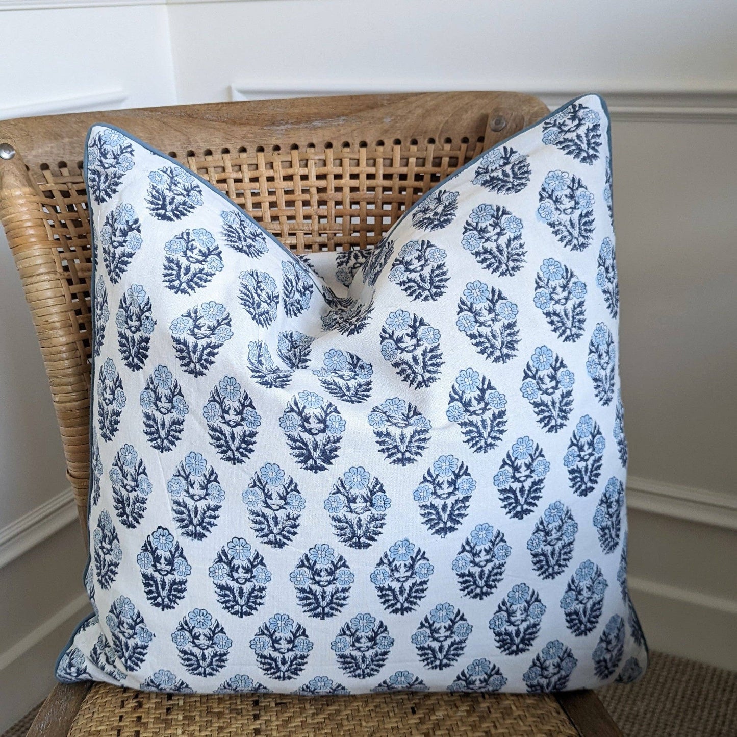 Pia White/Blue Cushion Cover