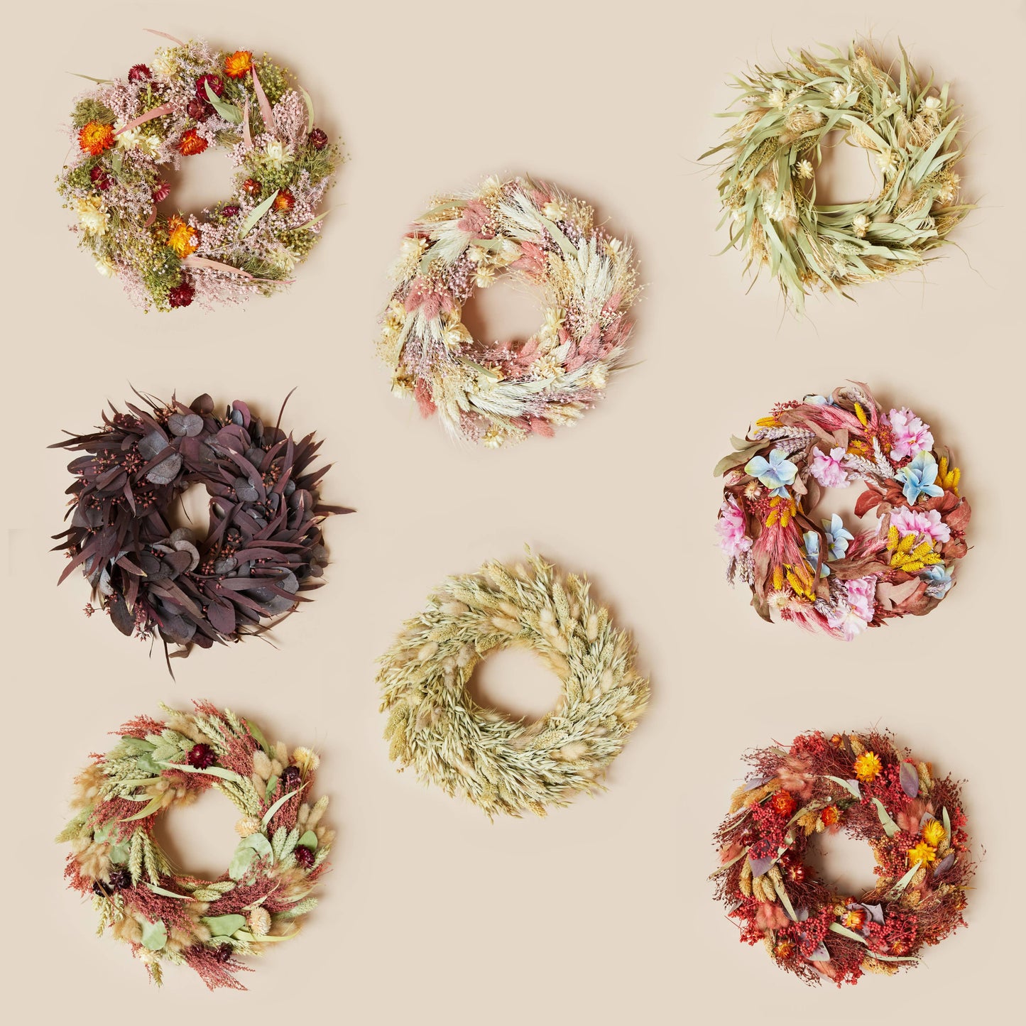 Dried Flower Wreath - Soft Green & Natural